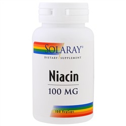 Solaray, Ниацин, 100 мг, 100 вегетарианских капсул