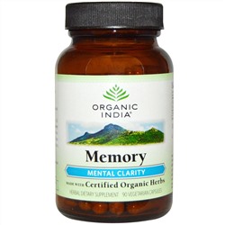 Organic India, Memory, ясность ума, 90 растительных капсул
