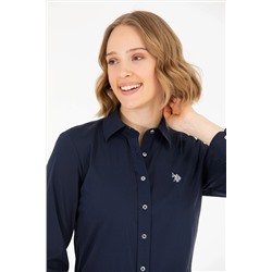Kadın Lacivert Uzun Kollu Basic Gömlek