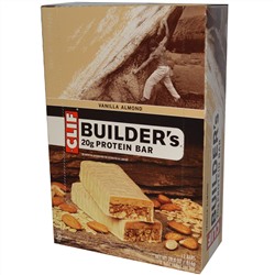 Clif Bar, Builder's Protein Bar, Vanilla Almond, 12 Bars, 2.4 oz (68 g) Per Bar