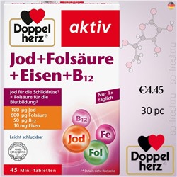 Jod + Folsäure + Eisen Tabletten 45 St., 20.4 g