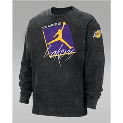 Los Angeles Lakers Courtside Statement Edition Men's Jordan Max90 NBA Long-Sleeve T-Shirt