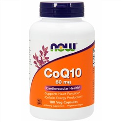 Now Foods, Коэнзим Q10, 60 мг, 180 вегетарианских капсул