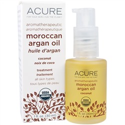 Acure Organics, Марокканское аргановое масло для ароматерапии, кокосовое, 1 жидкая унция (30 мл)