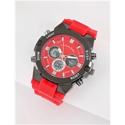 MEN'S RED AND BLACK RUBBER STRAP ANA DIGI WATCH