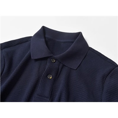 Рубашка-поло с длинными рукавами из смесового хлопка в европейском и американском стиле. H&*M