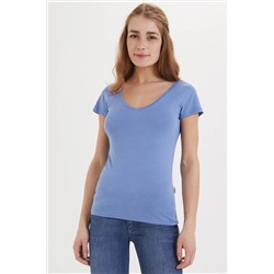 Lee Cooper Kadın Cindy V Yaka T-Shirt Mavi 192 LCF 242009