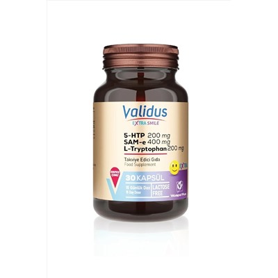 Validus Extra Smile 5 Htp 200 mg L- Tryptophan 200 mg Sam 400 mg 30 Kapsül 8684059044257