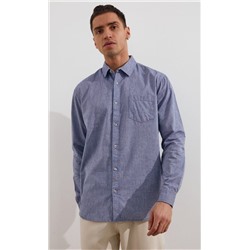 Рубашка д/р лен F111-0450-1 blue