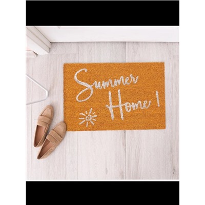 Kokos-Fußmatte "Summer Home" in Orange/ Weiß - (B)60 x (T)40 cm