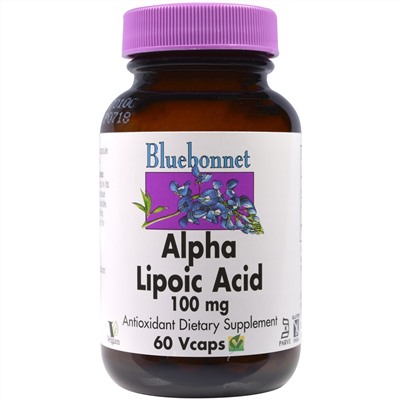 Bluebonnet Nutrition, Альфа-липоевая кислота, 100 мг, 60 капсул в растительной оболочке