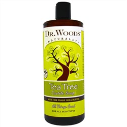 Dr. Woods, Чайное дерево, кастильское мыло с маслом ши, соответствующим стандартам справедливой торговли, 32 жидкие унции (946 мл)