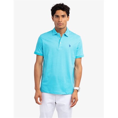 ALL OVER GEO PRINT JERSEY POLO SHIRT