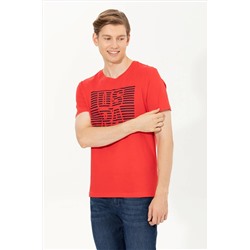 Erkek Kırmızı Bisiklet Yaka  T-Shirt