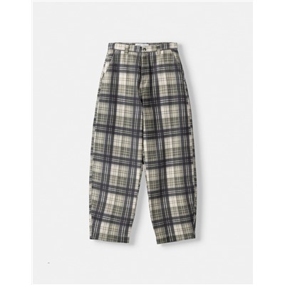 Checked balloon fit trousers