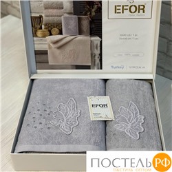 T1155/SM-02 Набор полотенец EFOR из 2-х предметов (50*90 и 70*140) CINAR SOFT сирень MOR