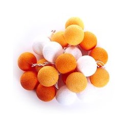Тайская гирлянда (большие шарики) «Оранжевый с белым» Большие! Спецзаказ для нашего магазина  20 шариков в гирлянде / Thai lightening balls orange+white