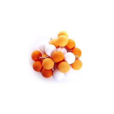 Тайская гирлянда (большие шарики) «Оранжевый с белым» Большие! Спецзаказ для нашего магазина 20 шариков в гирлянде / Thai lightening balls orange+white
