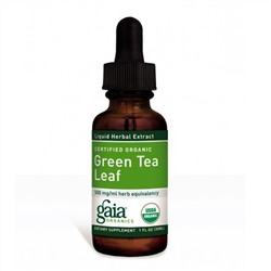 Gaia Herbs, Сертифицированные органические листья зеленого чая, 30 мл
