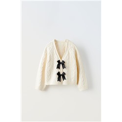 KNIT CARDIGAN WITH BOWS