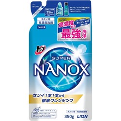 Жидкое средство LION TOP SUPER NANOX для стирки концентрированное аромат фруктов для белого и цветного для машинной стирки для всех видов тканей мягкая упаковка 350 гр