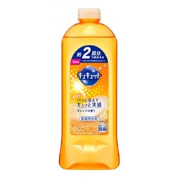 KAO CuCute Cредство для мытья посуды концентрированное антибактериальное аромат апельсина 385 мл сменная упаковка