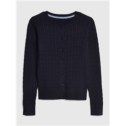 Kids Uniform Cable-Knit Cardigan Sweater