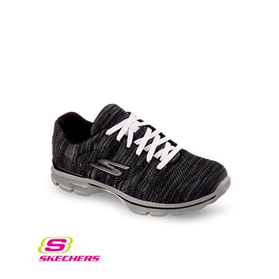 Skechers GOwalk3 Women's Black/Gray Contest Lace Up Shoe