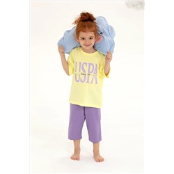 Kız Çocuk Açık Sarı Pijama Takımı