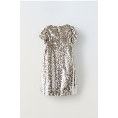 SEQUINNED DRESS WITH FLOWER