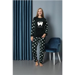 TAMPAP Kadın Kışlık Polar Pijama Takımı Peluş Desenli Takım 4175282357