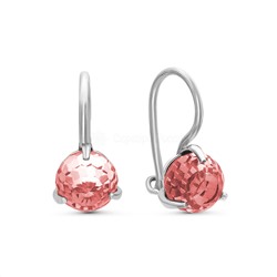 Серьги из серебра с кристаллами Swarovski Светло-розовый родированные 925 пробы 0045с-223