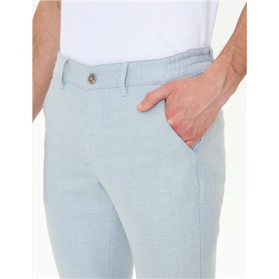 Açık Mavi Slim Fit Beli Lastikli Kanvas Pantolon
