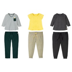 ESMARA® Lingerie Pyjama Damen, mit Stickerei, Hose mit elastischem Bund, mit Baumwolle