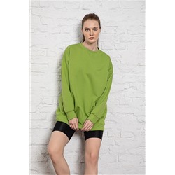 MyBen Unisex Uzun Kollu Iki Iplik Fıstık Yeşili Oversize Sweatshirt Irf053 İRF053