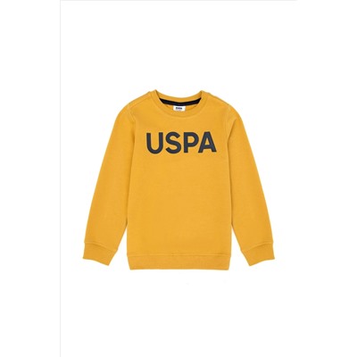 Çocuk Hardal Basic Bisiklet Yaka Sweatshirt