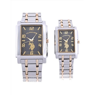HIS AND HERS BLACK AND GOLD TWO TONE WATCH SET