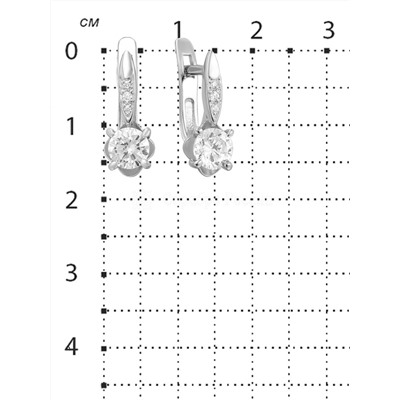 Серьги из серебра с фианитами родированные 925 пробы С-2739-Р