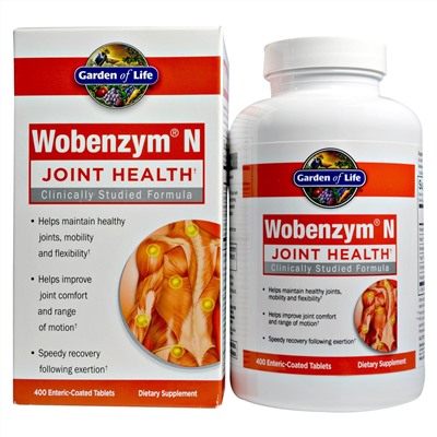 Wobenzym, Вобэнзим N, здоровье суставов, 400 таблеток, покрытых желудочно-резистентной оболочкой