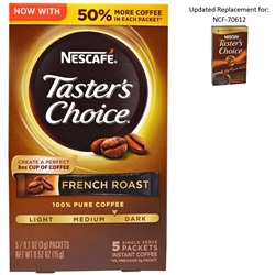 Nescafé, Тэйстерс Чойс, Растворимый Кофе, Френч Роаст, 5 пакетиков, 0.1 унций (3 гр) каждый