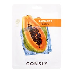 CONSLY Papaya Radiance Mask Pack Выравнивающая тон кожи тканевая маска с экстрактом папайи 20мл