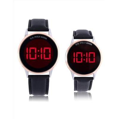 HIS AND HERS BLACK W ROSE ACCT LED WATCH SET