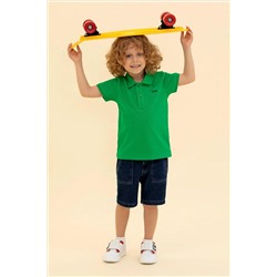 Erkek Çocuk Yeşil Basic Polo Yaka Tişört