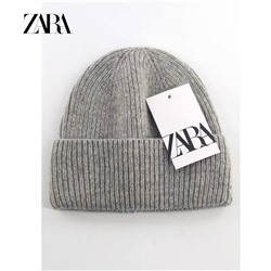 Zara вязаная шапка зимняя ветрозащитная и теплая женская шерстяная шапка однотонная универсальная трендовая модная маленькая мужская холодная шапка