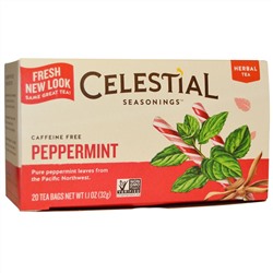 Celestial Seasonings, Травяной чай, Перечная мята, Без кофеина, 20 чайных пакетиков, 1,1 унции (32 г)