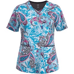 Med Couture Scrubs Paisley Connection Print Top