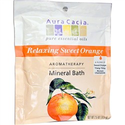 Aura Cacia, Ароматерапевтическое минеральное средство для ванны, расслабляющий сладкий апельсин, 2,5 унции (70,9 г)