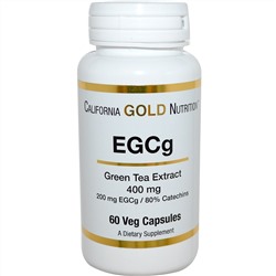 California Gold Nutrition, CGN, EGCg, экстракт зеленого чая, 400 мг, 60 растительных капсул