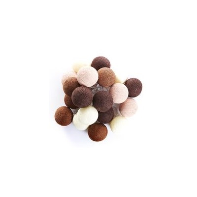 Тайская гирлянда с шариками(Большие!-спец.заказ для нашего магазина) бежево-кофейных тонов из хлопковой нити 20 шариков / Lightening beige-coffee colors
