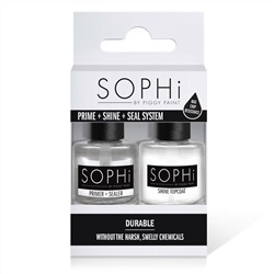SOPHi by Piggy Paint, Система для нанесения основы + блеска + защиты, 2 бутылька по 0.5 унции (1 мл)